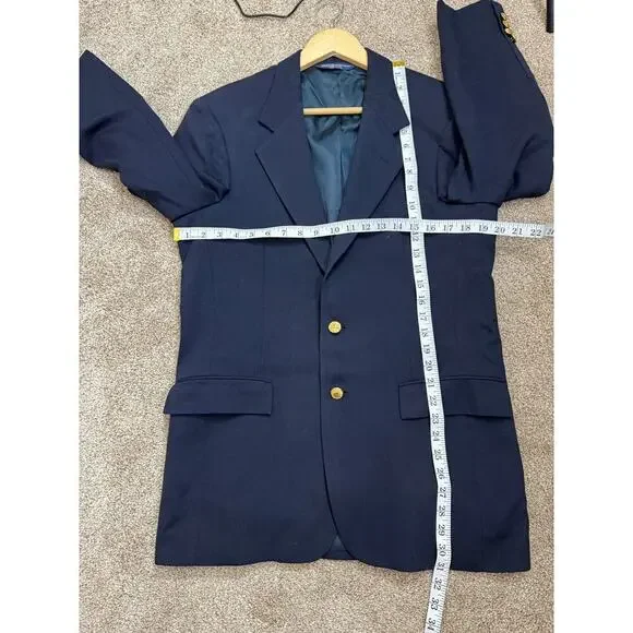 Polo Ralph Lauren Made in USA 100% Worsted Wool Navy Blazer Gold Buttons VTG 20